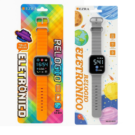 [EZ-B13] Reloj Pulsera Digital Engomado Cuadrado