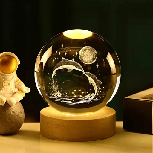 [LED-83074 JS-0601] Esfera de Cristal Decorativa 3D Usb (8cm)