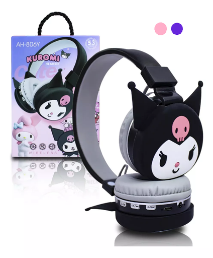 [8605580180689] Auricular Vincha Bluetooth Micro Sd Personajes AH-806Y Kuromi