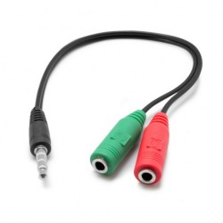[NM-C92] Cable Adaptador de Audio 3,5 macho 4 contactos a 3,5 hembra doble