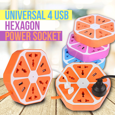 [500409 678917 704003] Zapatilla Hexagono con 4 Puertos Usb 1,8m