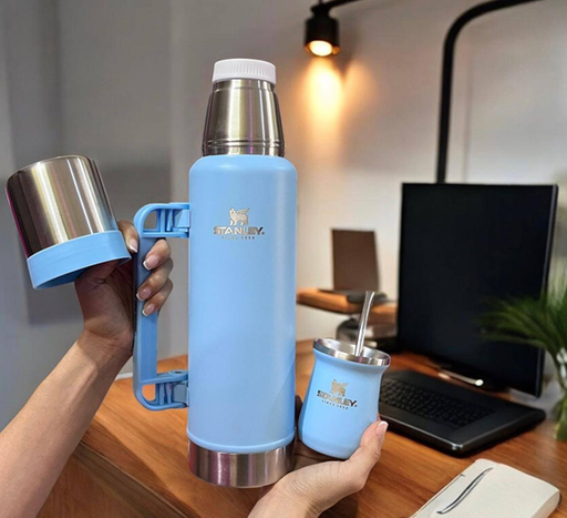 [504876] Combo Termo + Mate (260ml) Stanley Classic 1.3L Celeste