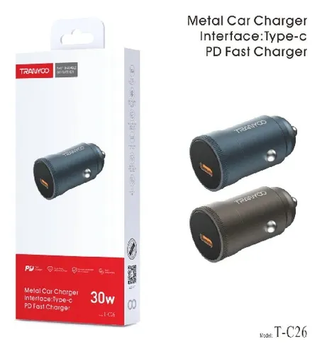 [6970791128792 6970791128808] Cargador 12v 30w PD Tranyoo T-C26