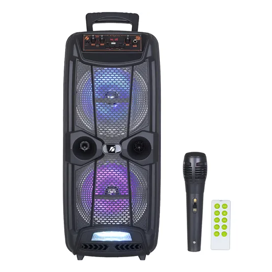 [6290132580509] Parlante Portatil 8"x2 BT Karaoke con Microfono Micro Sd Usb Aux FM KTS-1743 (24x20x57cm)