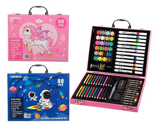 [6974676100903] Maletin Rigido Kit de Arte 88pcs (Rosa)