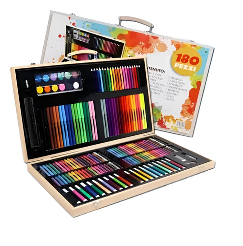 [6971782060145] Maletin de Madera Kit de Arte 180pcs