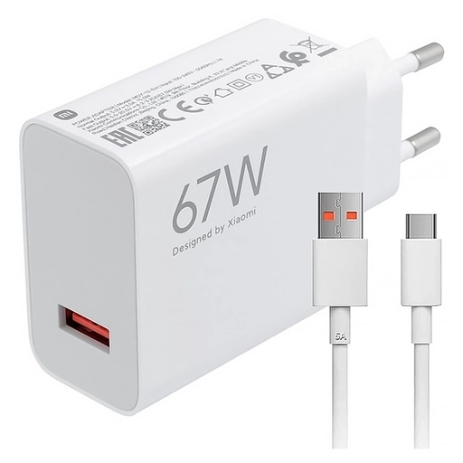 [6941812714393] Kit Cargador Xiaomi 67W Usb a Tipo C (toma europea) ORIGINAL