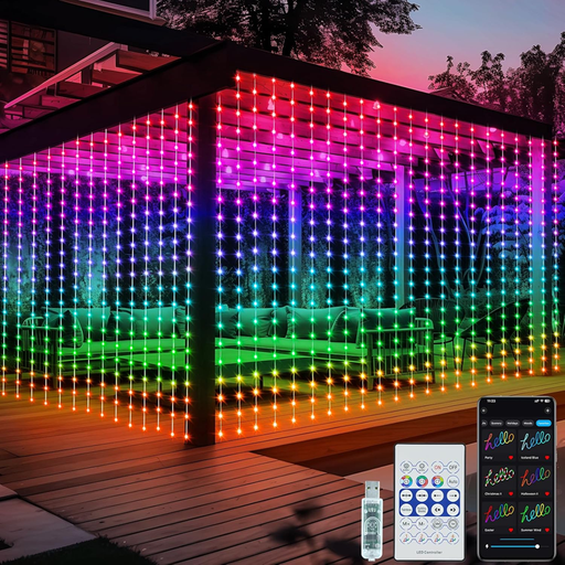 [6290132592724] Lluvia Cortina Led Inteligente Usb RGB Bluetooth Audioritmica 220v 400 Luces 2m x 2m