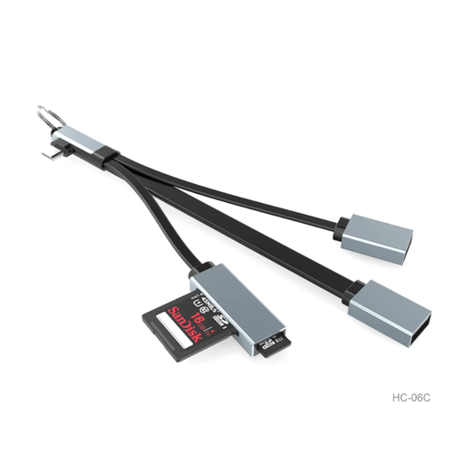 [6290132589212] Adaptador 4 en 1 Hub Tipo C a Usb 2.0 - Usb 3.0 - Micro SD - TF HC-06C