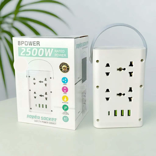 [6290132593387] Zapatilla tipo Torre de 8 tomas + 3 Usb A + Usb C 1,9m N86