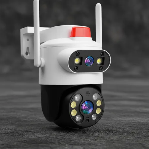 [0723540564787] Camara IP Inalambrica Wifi 360° 2mp Full HD 2 Antenas Doble Lente con Sirena