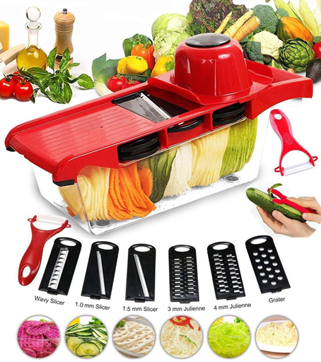 [7170973000734] Mandolina Rallador Manual Cortador Verduras con 6 Chuchillas Acero