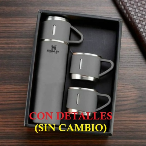 [505097] Termo 500ml Stanley + 3 Tazas Termicas Gris (CON DETALLES)