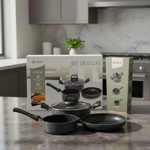 [7769528971980] Bateria de Cocina Antiadherente Aluminio 3pcs Oryx (Ø20cm Ø20cm Ø16cm)