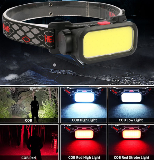 [505154 LN690] Linterna Minera Recargable Usb Cob Blanco y Rojo (4 modos)