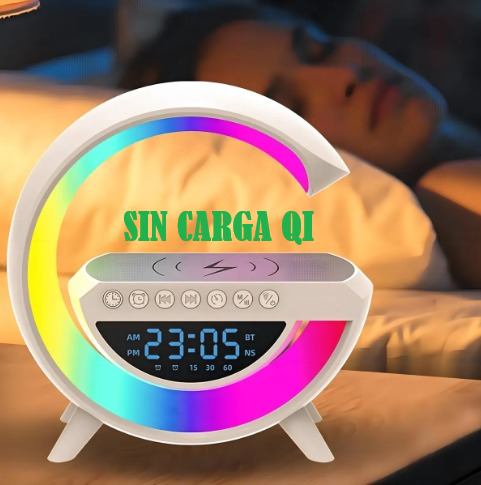[505167] Parlante BT Micro Sd Usb Aux Fm con Luces Cargador (SIN CARGA QI) con Reloj BT-3401 (23,5x8x24cm)