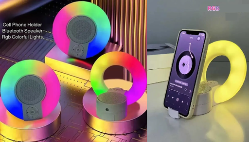 [7796350521335] Parlante Portatil RGB Bluetooth FM con Soporte para Celular LP-M3 (5,2cm)