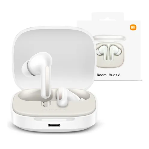 [6941812704653] Auricular Bluetooth 5.4 Doble Xiaomi Redmi Buds 6 con Base Cargadora Blanco (ORIGINAL)