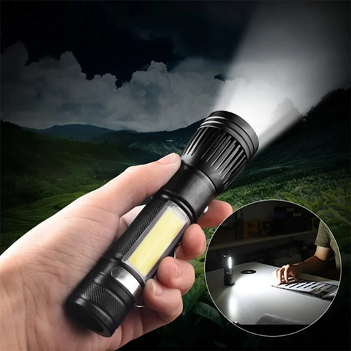 [LN355] Linterna Tactica Recargable con Zoom Led 3 Modos + Cob