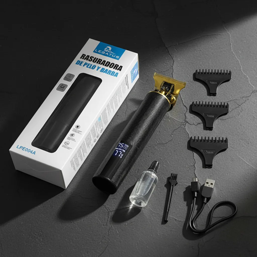 [7796350520703] Corta Pelo Trimmer Afeitadora Inalambrica Recargable Usb con Display LPE004A (negro)