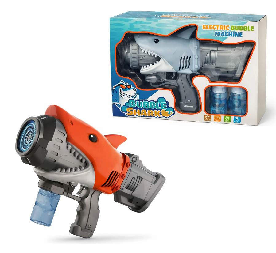 [699-C12] Pistola de Multiburbujas Burbujero a Pilas Grande Tiburon