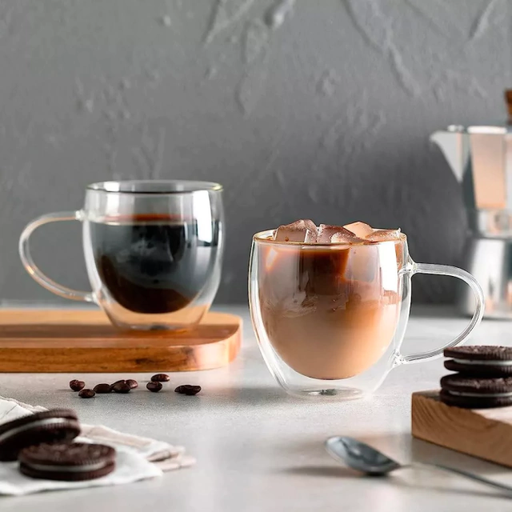 [7781512011403] Taza Doble Vidrio Transparente 250ml