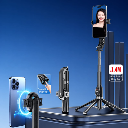 [6290132594643] Tripode Baston Selfie Disparador BT Magnetico P07 Max 1,4m