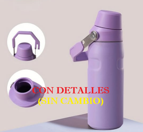 [505513] Botella Termica Doble Tapa con Manija 1000ml (Lila) CON DETALLES