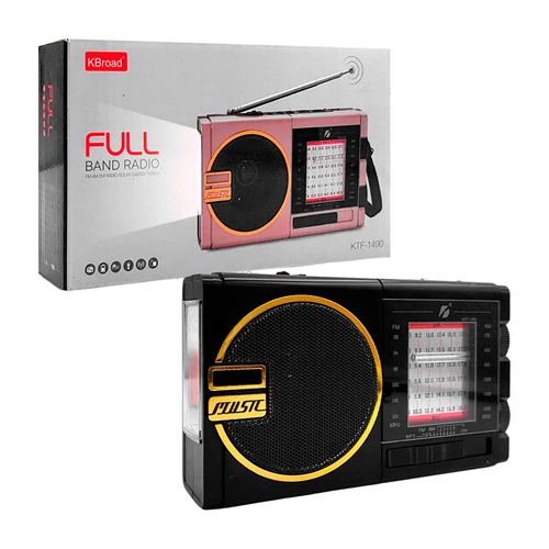 [KTF-1490S] Radio KTF-1490S BT FM AM Usb Sd Aux 8 Bandas Panel Solar Linterna Recargable Retro Vintage
