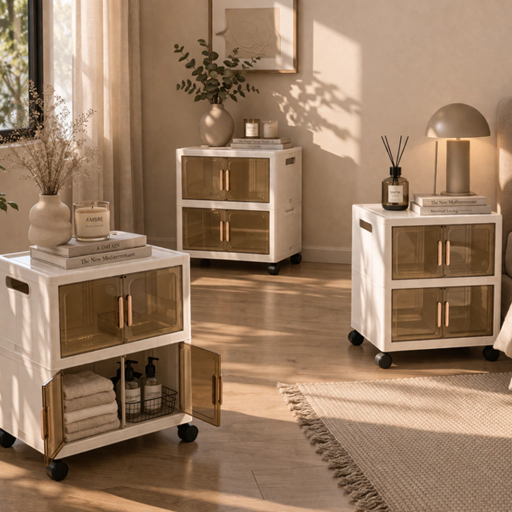 [6905263502004] Mueble Organizador con Puertas y Ruedas Dos Niveles (54x45,5cm)