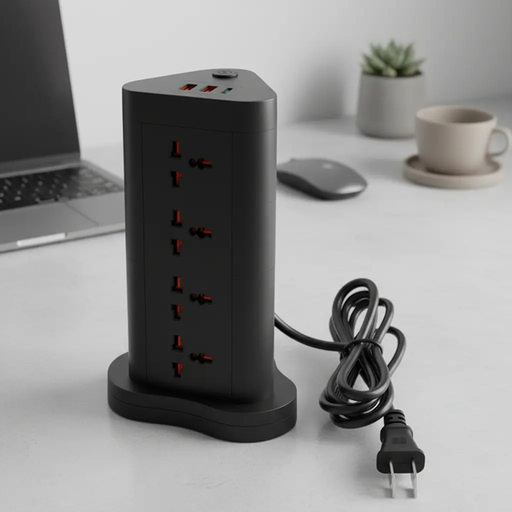 [6956317694125] Zapatilla tipo Torre de 12 tomas 2 Usb + PD 1,8m
