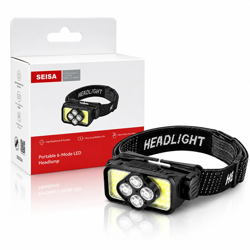 [6290132596982] Linterna Minera Recargable Led Cob Blanco y Rojo (6 modos) Seisa KQ-K363