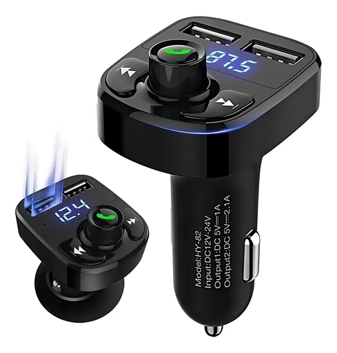 [7898394682673 CM267] Transmisor FM BT y Cargador 2 usb 12/24v 3.1A X8