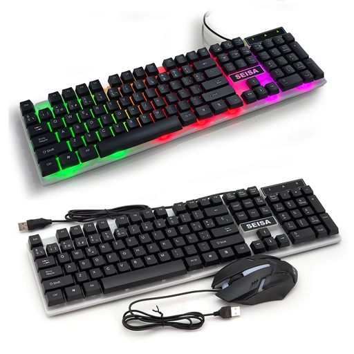 [6290132596807] Kit Teclado Mouse Usb Gamer Retroiluminado Seisa CMK-208