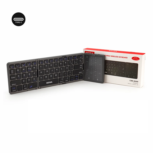 [6290132597705] Mini Teclado Bluetooth Plegable con Touch Pad y Teclado Numerico Seisa CMK-B089
