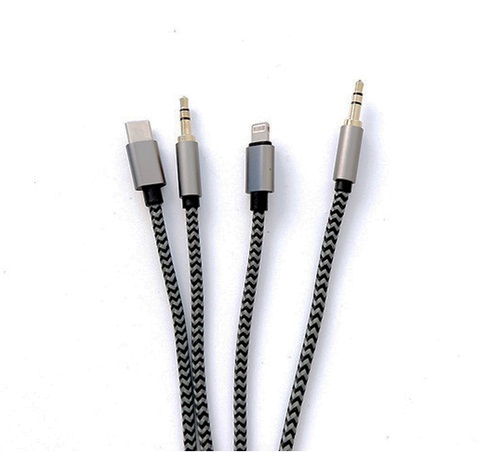 [8630021403003] Cable Adaptador 3 en 1 Auxiliar a Lightning Tipo C y Auxiliar KOS-3002