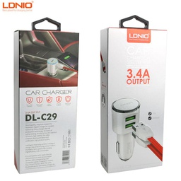 [6933138610510] Cargador 12v Dual Lightning 3.4A LDNIO DL-C29