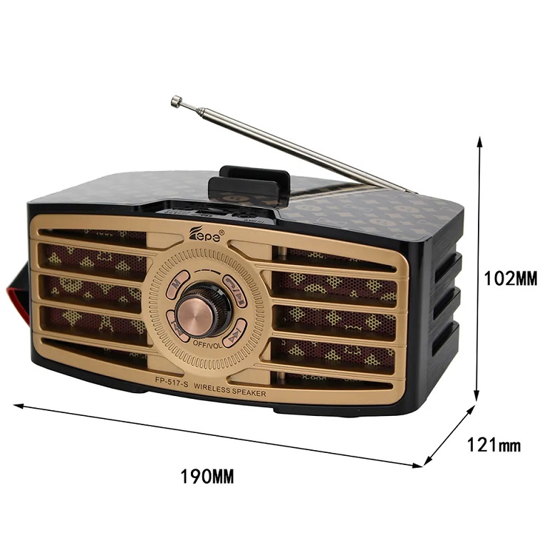 [6904355205179] Radio FP-517-S Solar BT Fm Am Usb Sd Aux Hi-Fi Recargable Retro Vintage