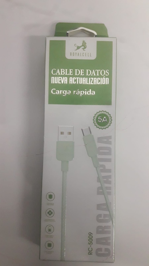 [503189] Cable de Datos Carga Rapida 5A Tipo C Cordon RC-5009