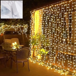 [503337] Lluvia Cortina Led Blanco Calido 360 Luces 3m x 3m para Anexar Extension