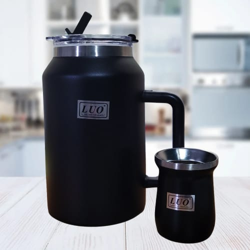 [5658565547956 LU-4795] Botellon Termico con doble pico 1900ml + Mate 160ml (Negro)