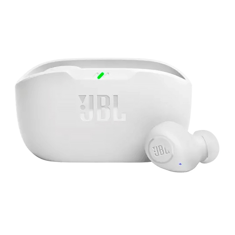 [6925281953569] Auricular Bluetooth 5.2 Doble JBL Wave Buds con Base Cargadora Blanco (ORIGINAL)