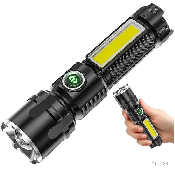 [6290132586747] Mini Linterna Recargable Cob + Led YT-213B