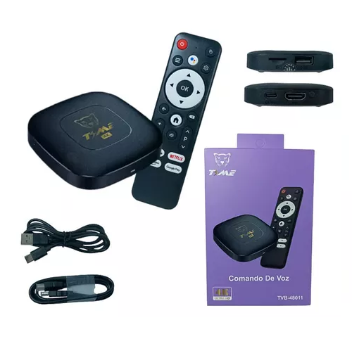 [0723540563834 TVB-48011 TVB-48012] Convertidor smart tv / Tv Box TIME 5G + Comando de Voz 4K 2gb + 16gb