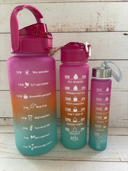 [504203] Botella Motivacional x 3u 2L / 800ml / 300ml (Varios Colores)