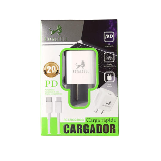 [504458 RC12002800B] Kit Cargador 2 en 1 Royalcell PD 20W Tipo C
