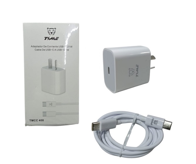 [0723540564220 TMCC408] Kit Cargador 2 en 1 Tipo C a Tipo c 20W Time