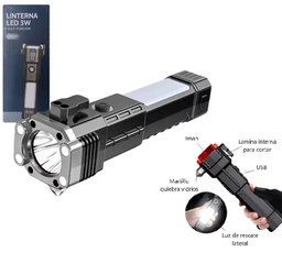 [P007] Linterna Multifuncion Recargable 3W Led Power Bank P007