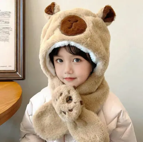 [504747] Gorro Bufanda Peluche Capibara