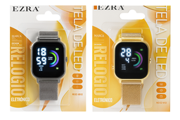 [EZ-B12] Reloj Pulsera Digital Malla Metalica Cuadrado